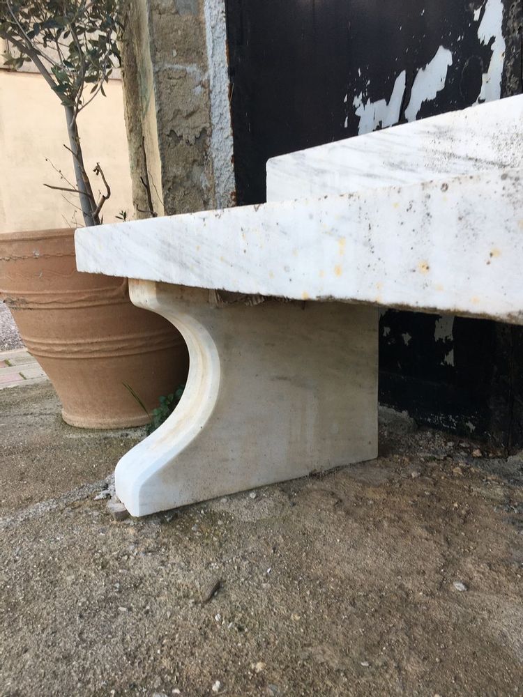 Outdoor decorative accessories - Bench, greek old white marble - SILO ART FACTORY