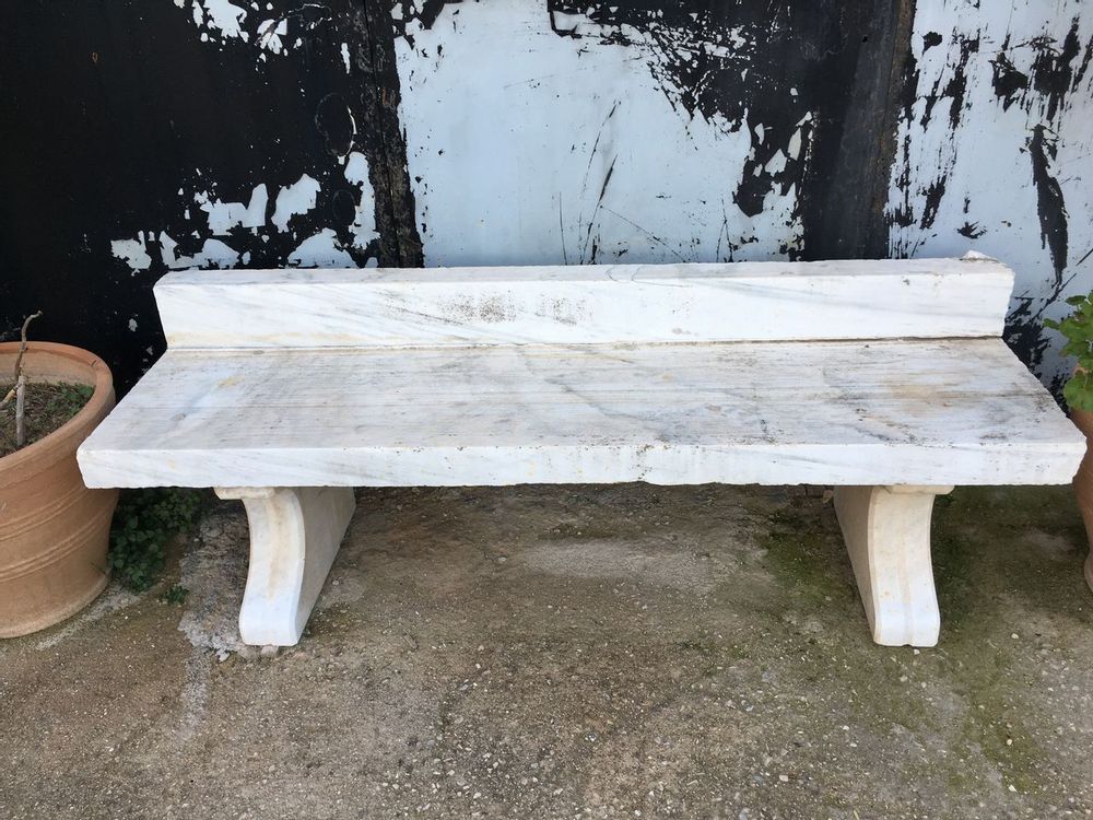 Outdoor decorative accessories - Bench, greek old white marble - SILO ART FACTORY
