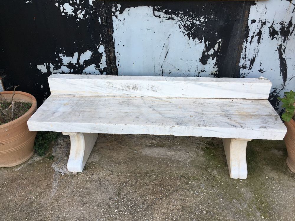 Outdoor decorative accessories - Bench, greek old white marble - SILO ART FACTORY