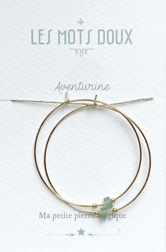 Bijoux - Créoles Pierre Magique "Aventurine" - LES MOTS DOUX