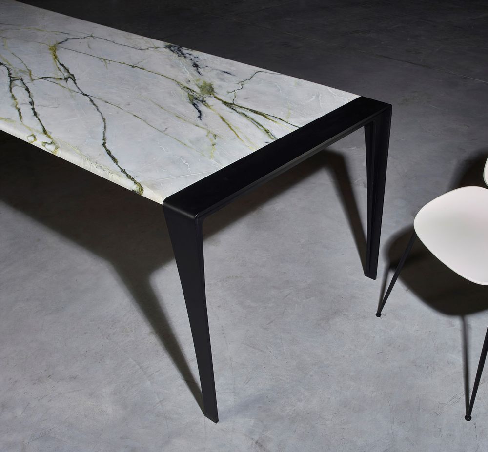 Tables Salle à Manger - TABLE MARCELLO DESIGN MARBLE noir et blanc - HAVANI