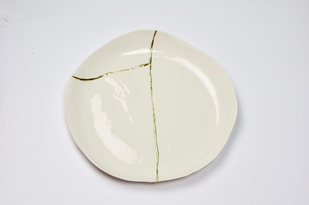Design objects - KINTSUGI: MIDDLE TABLE, LARGE BOWL, DECORATION IN WHITE PORCELAIN AND GOLD LEAF - MAISON GALA