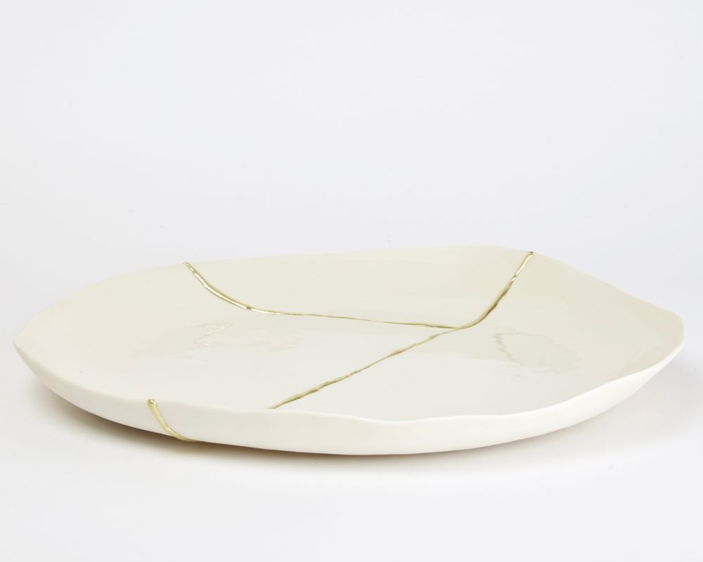 Design objects - KINTSUGI: MIDDLE TABLE, LARGE BOWL, DECORATION IN WHITE PORCELAIN AND GOLD LEAF - MAISON GALA