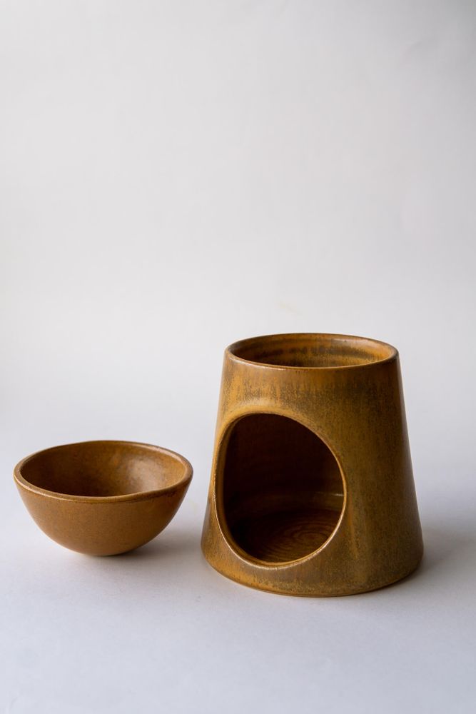 Scent diffusers - Stoneware Oil Burner Diffuser - Licorice - RHOECO - FINE ORGANIC GOODS