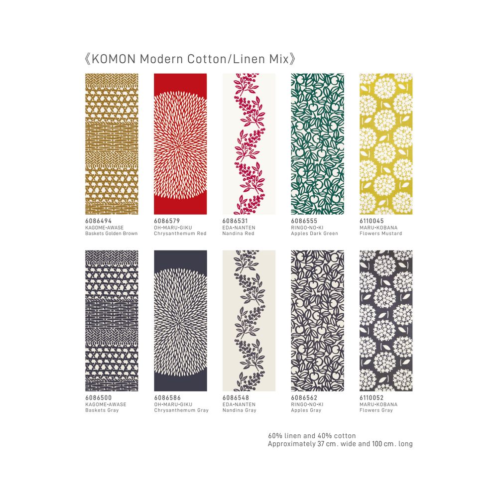 Scarves - TENUGUI KOMON Modern CottonLinen Mix - KAMAWANU