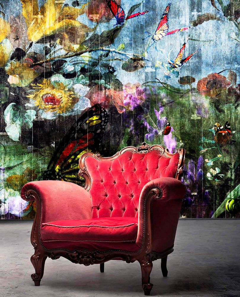 Hotel bedrooms - Wallcovering Butterfly Garden - LA AURELIA DESIGN