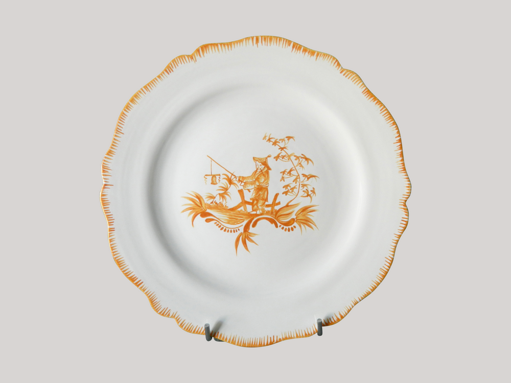 Assiettes de réception - Assiette Feston à décor monochrome Chinoiserie - BOURG-JOLY MALICORNE