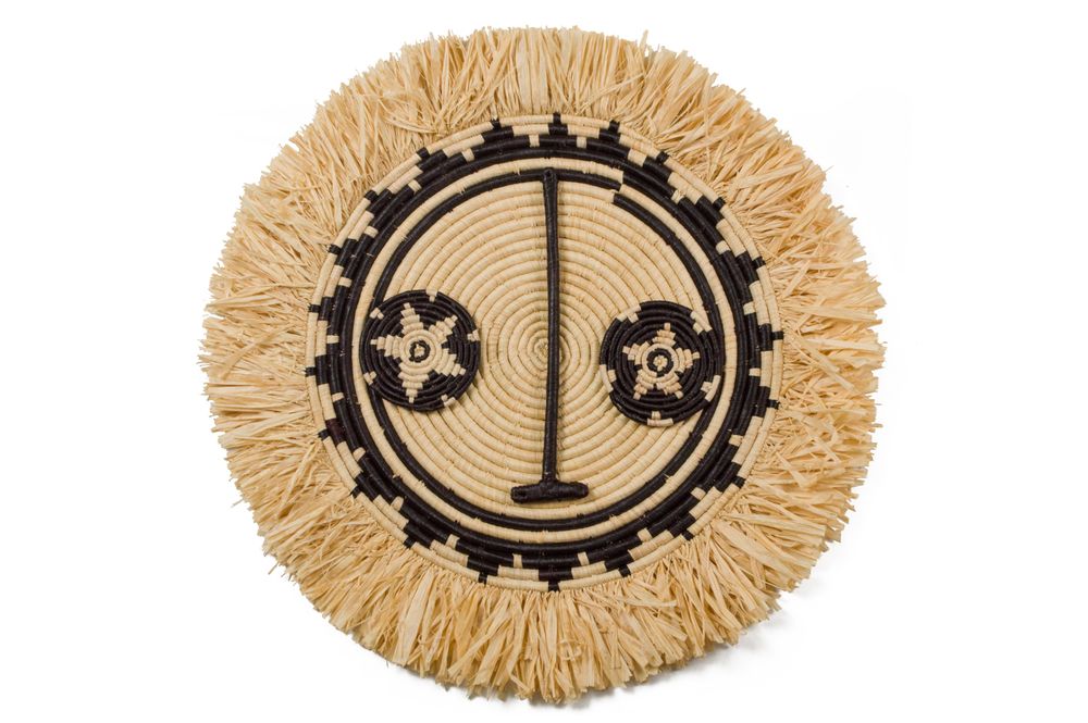 Decorative objects - 22" Fringed Sun Mask Wall Art Disc - ALL ACROSS AFRICA + KAZI