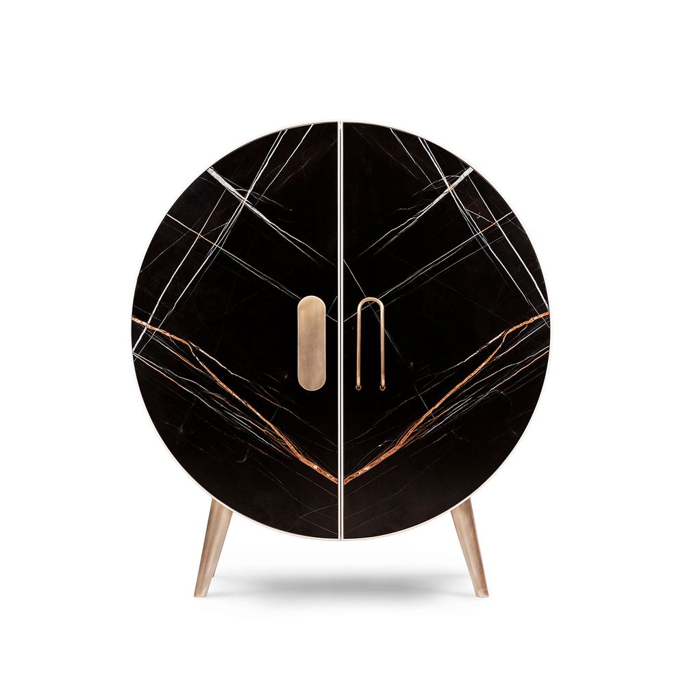 Wall ensembles - Modern Bongó Bar Cabinet, Sahara Noir Marble, Handmade in Portugal by Greenapple - GREENAPPLE DESIGN INTERIORS