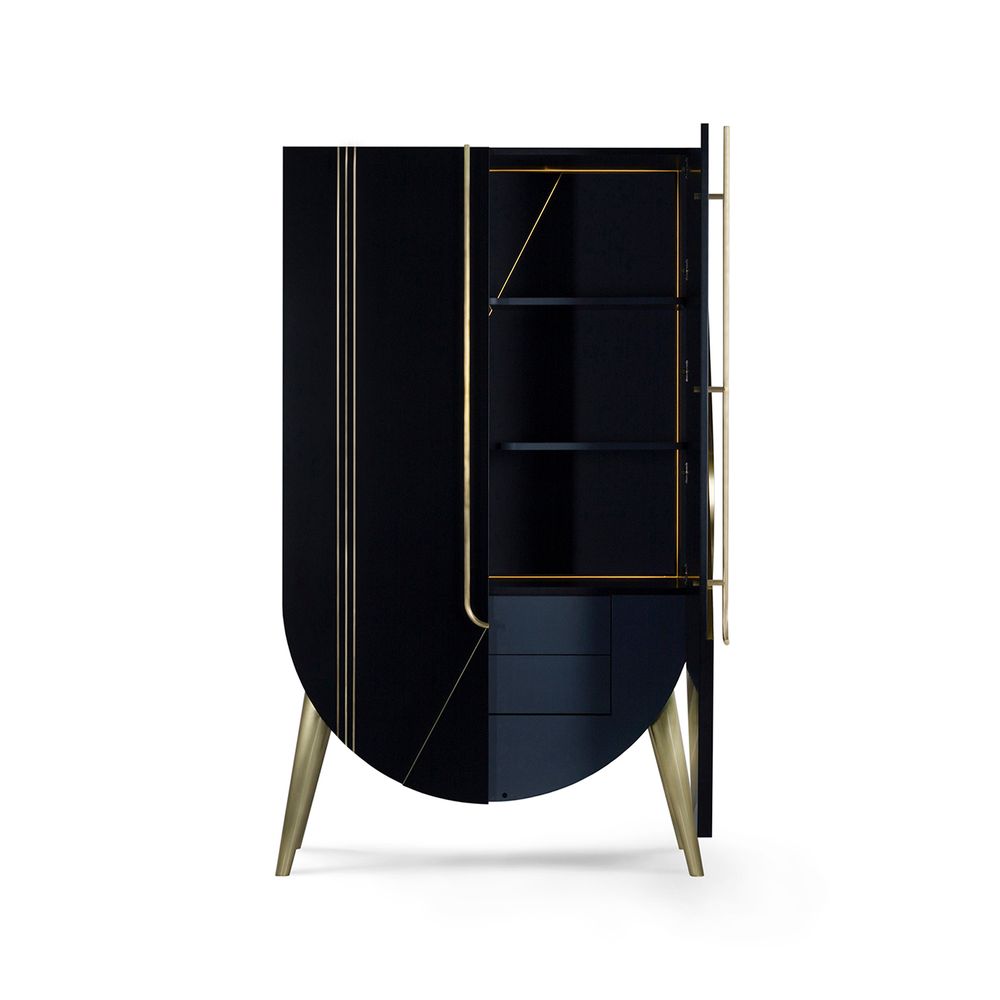 Boîtes de rangement - Meuble de Bar Saqris Moderne, Noir, Fabriqué à la Main au Portugal par Greenapple - GREENAPPLE DESIGN INTERIORS