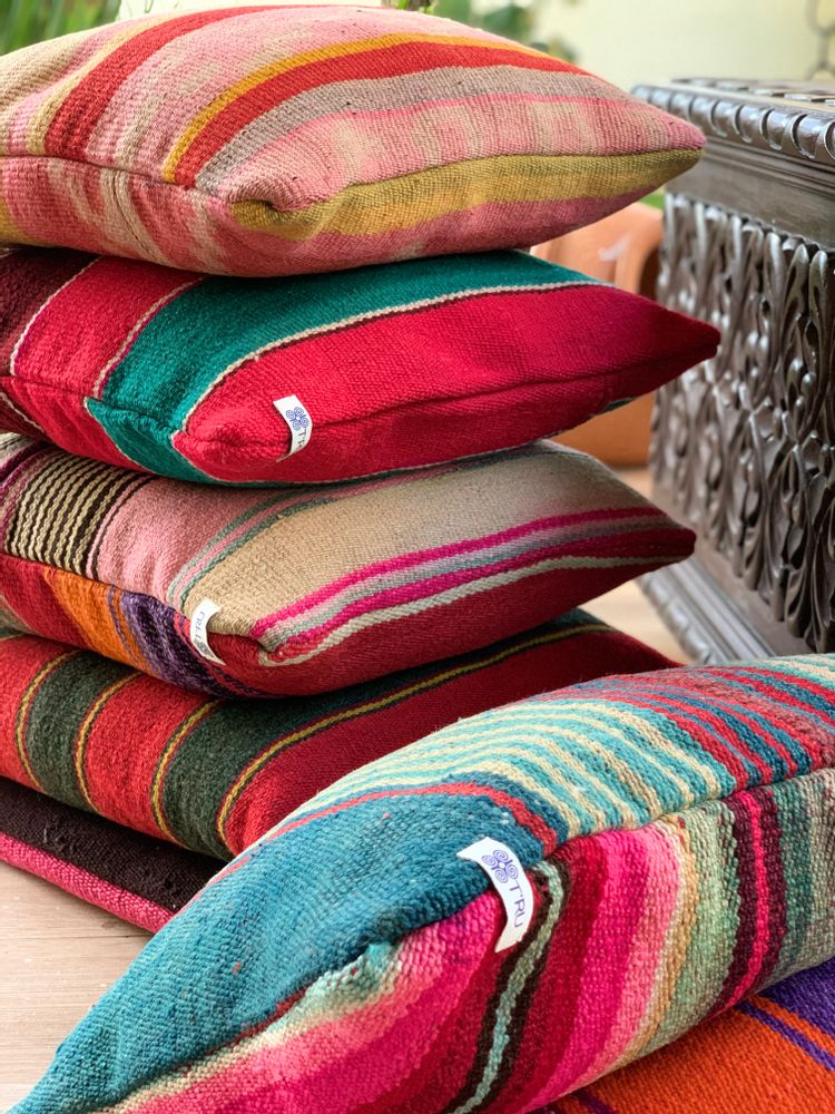 Fabric cushions - Colorful Unique Bolivian pillows - T'RU SUSTAINABLE HANDMADE