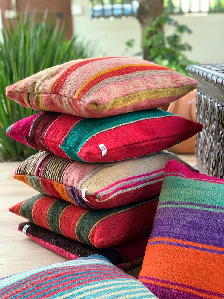 Fabric cushions - Colorful Unique Bolivian pillows - T'RU SUSTAINABLE HANDMADE