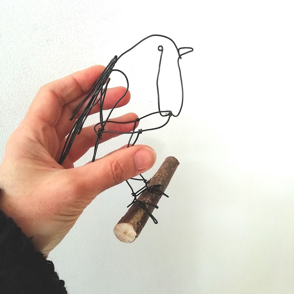 Objets de décoration - Oiseaux sur branche de bois - ALINE CAMPANA