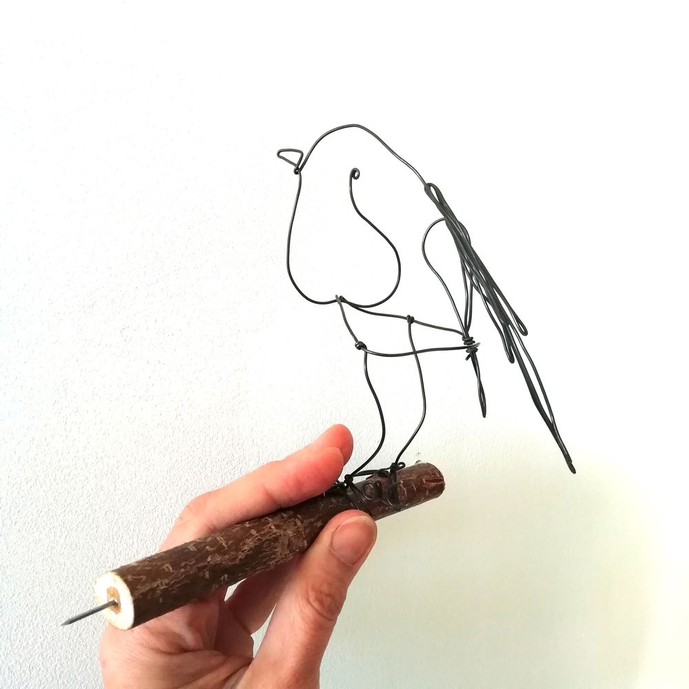 Objets de décoration - Oiseaux sur branche de bois - ALINE CAMPANA