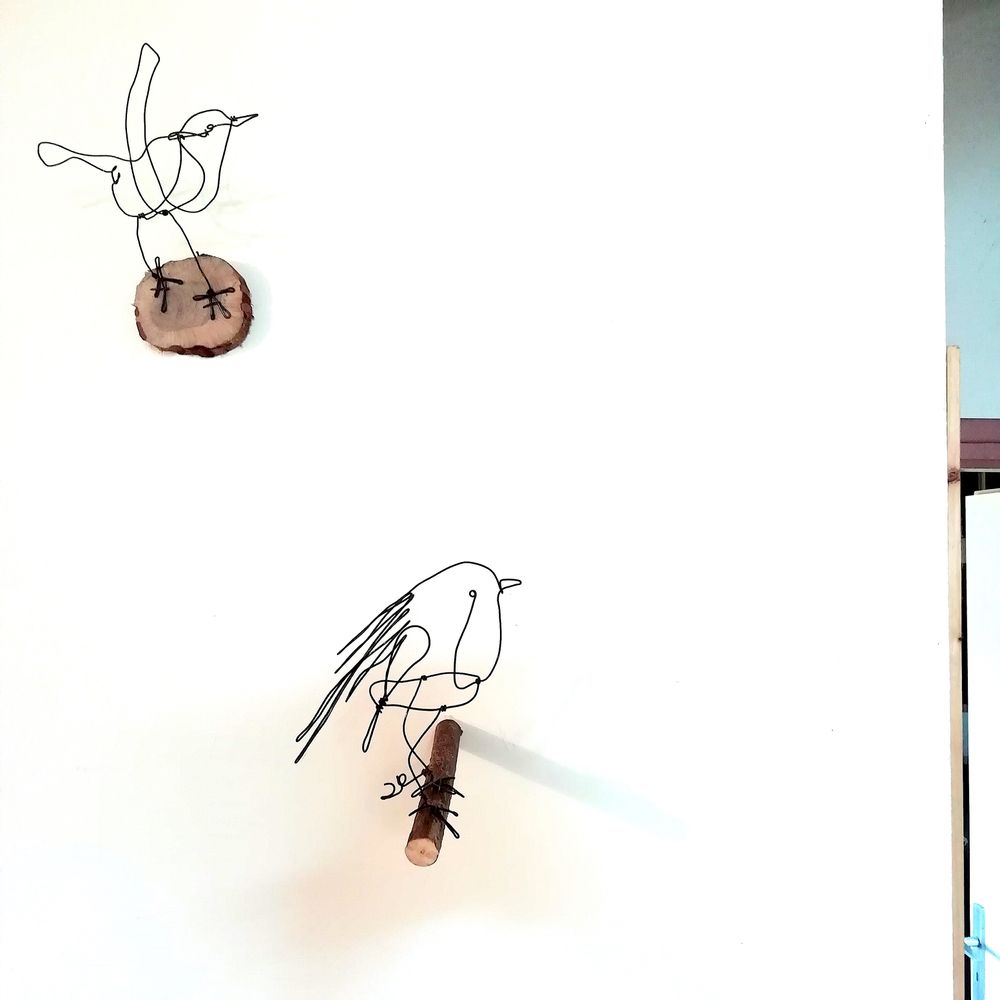 Objets de décoration - Oiseaux sur branche de bois - ALINE CAMPANA