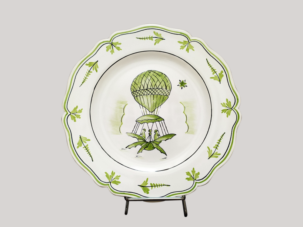 Assiettes de réception - Assiette Feston avec décoration peint à la main Montgolfière - BOURG-JOLY MALICORNE