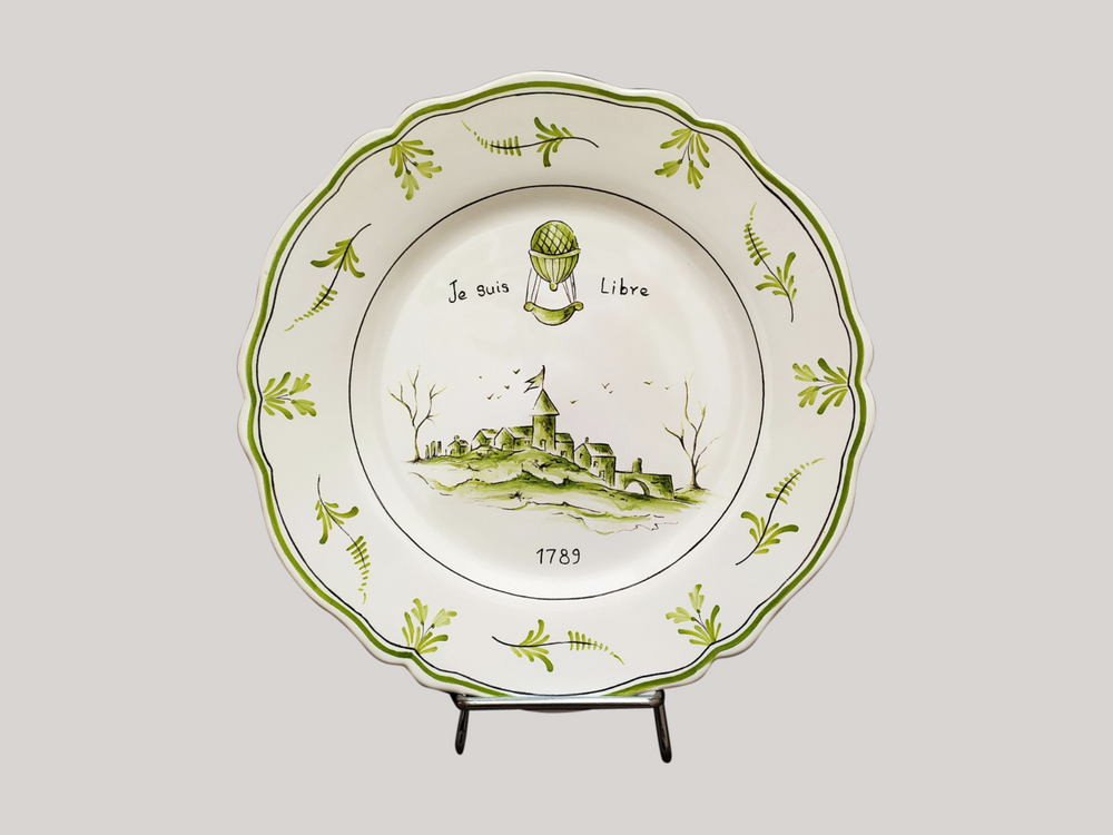 Assiettes de réception - Assiette Feston avec décoration peint à la main Montgolfière - BOURG-JOLY MALICORNE