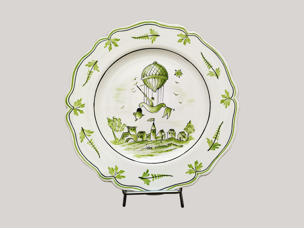 Assiettes de réception - Assiette Feston avec décoration peint à la main Montgolfière - BOURG-JOLY MALICORNE