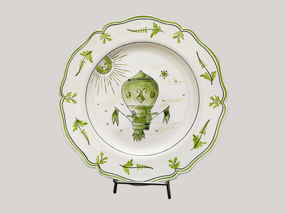 Assiettes de réception - Assiette Feston avec décoration peint à la main Montgolfière - BOURG-JOLY MALICORNE