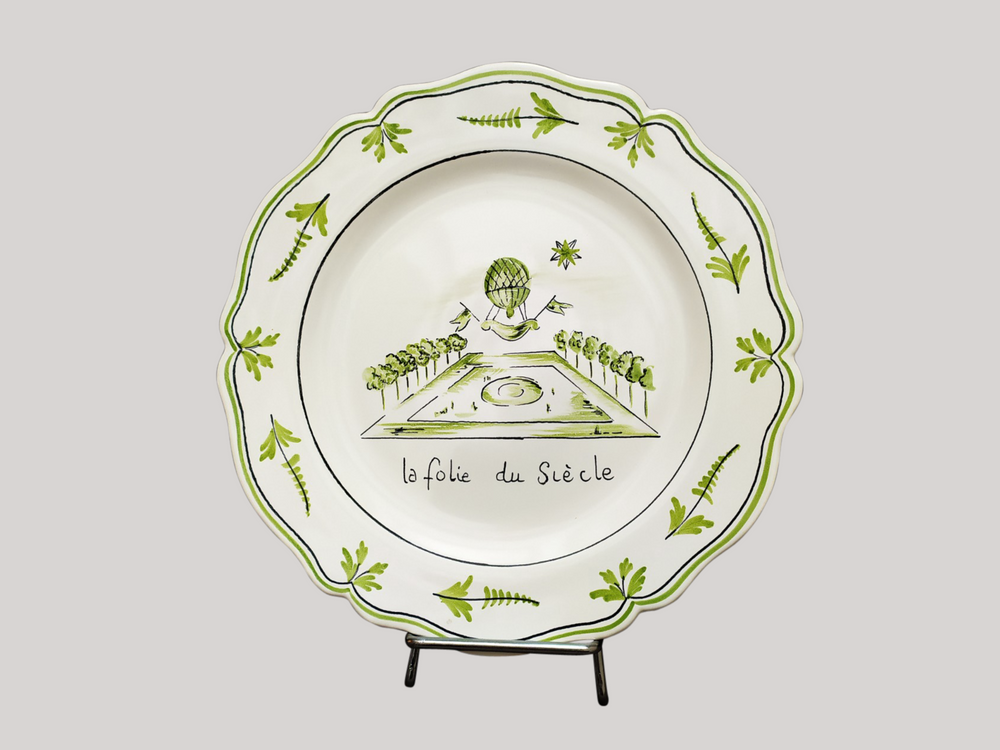 Assiettes de réception - Assiette Feston avec décoration peint à la main Montgolfière - BOURG-JOLY MALICORNE