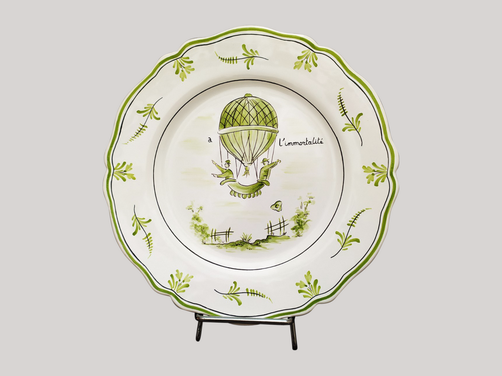 Assiettes de réception - Assiette Feston avec décoration peint à la main Montgolfière - BOURG-JOLY MALICORNE