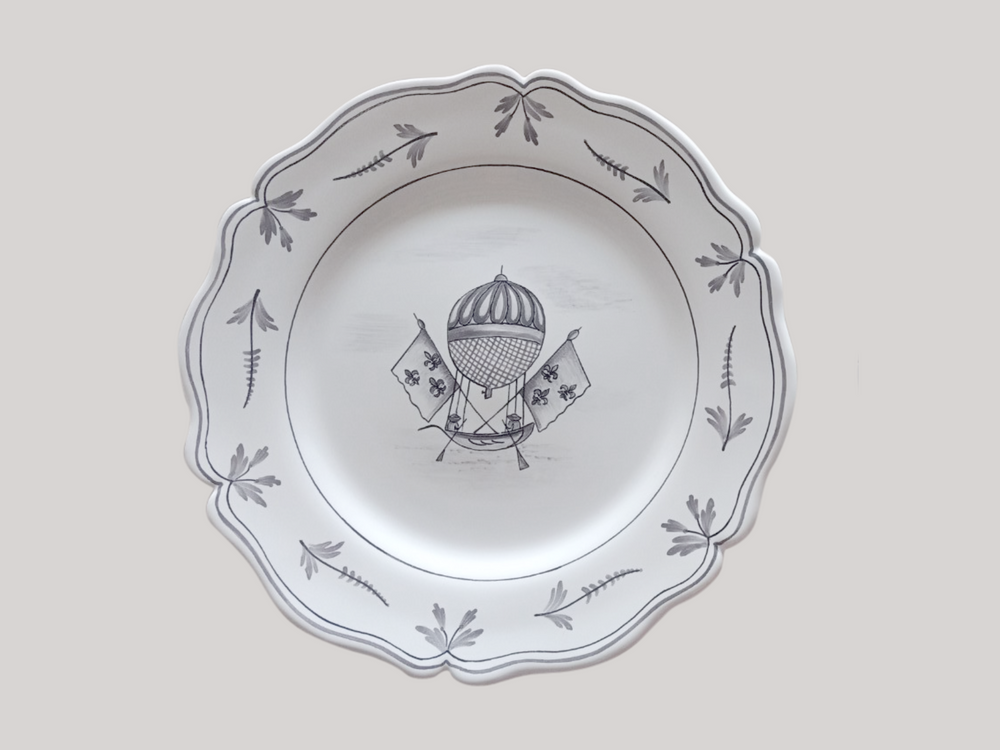 Assiettes de réception - Assiette Feston avec décoration peint à la main Montgolfière - BOURG-JOLY MALICORNE