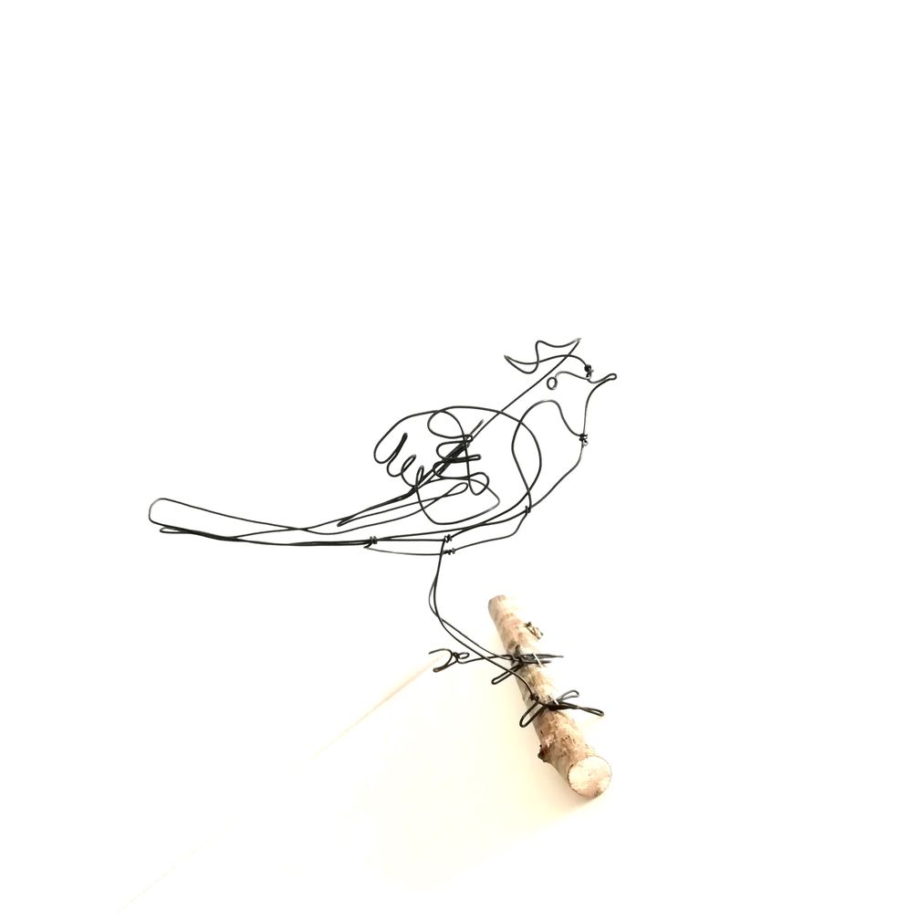 Objets de décoration - Oiseaux sur branche de bois - ALINE CAMPANA