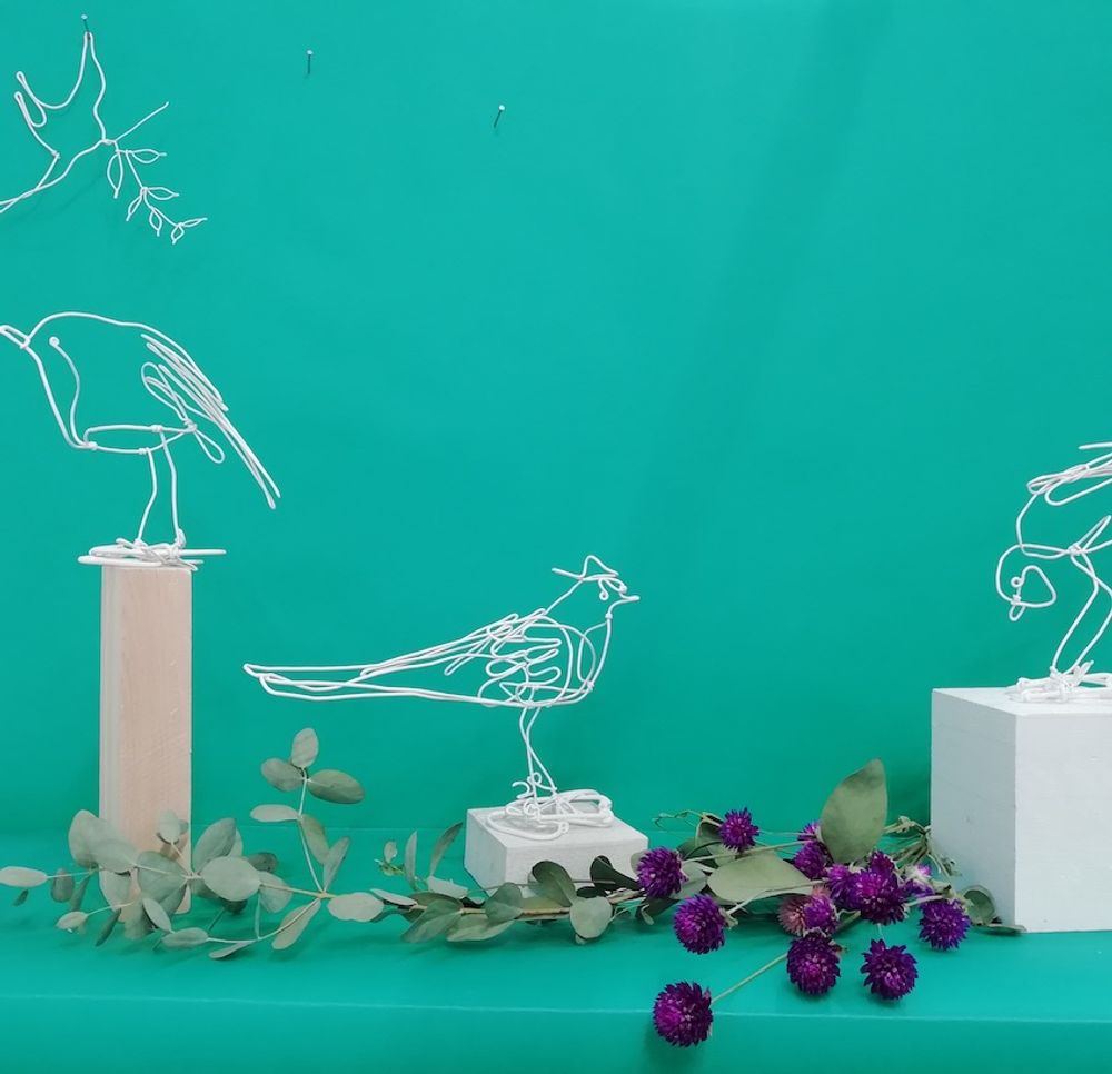 Objets de décoration - Oiseaux sur branche de bois - ALINE CAMPANA