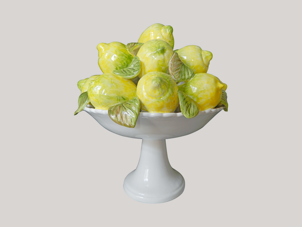 Decorative objects - Compotier Citrons sur pied haut basket sculpture - BOURG-JOLY MALICORNE
