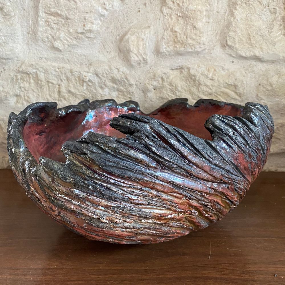 Céramique - Coupe céramique Raku "Magma" - BARBARA BILLOUD
