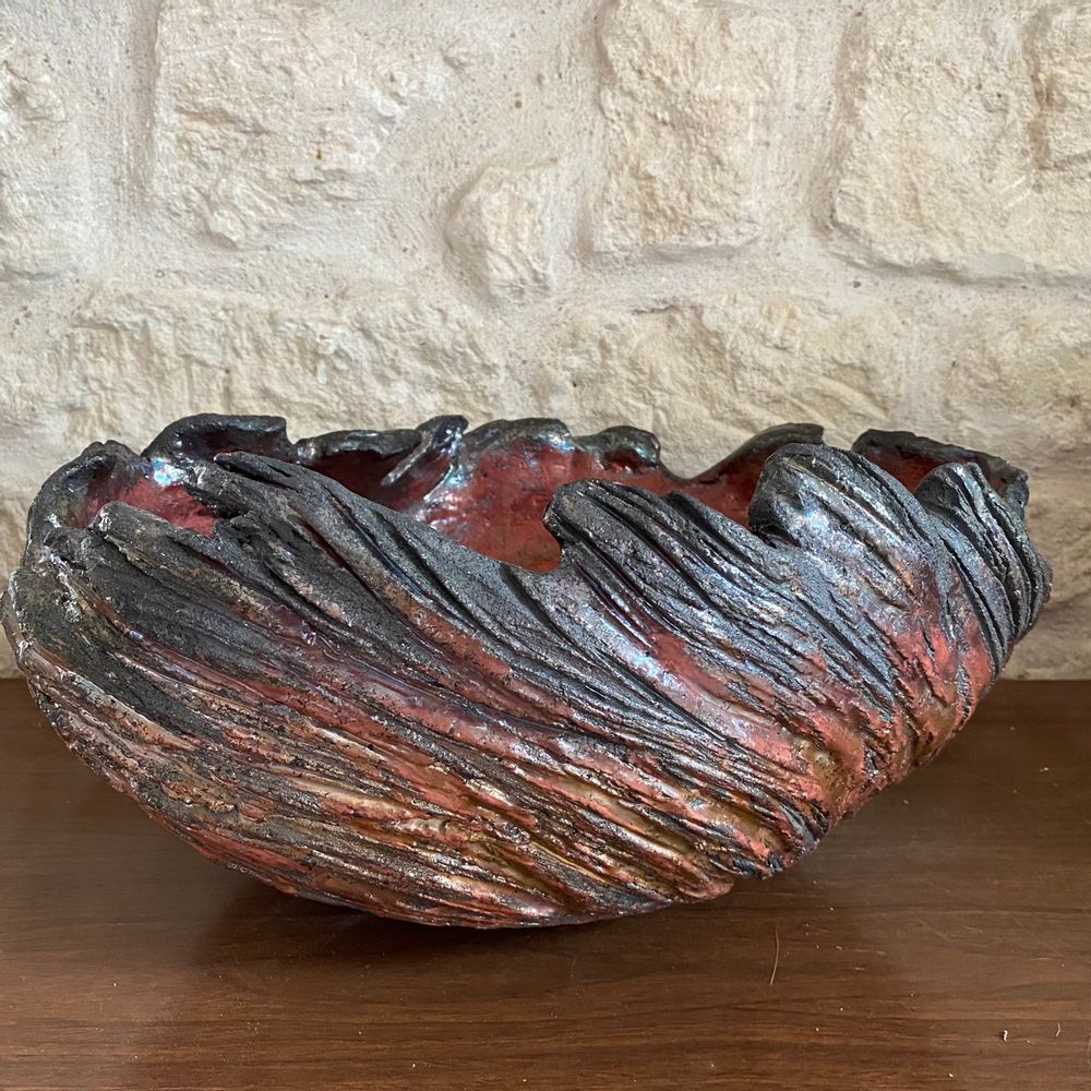 Céramique - Coupe céramique Raku "Magma" - BARBARA BILLOUD
