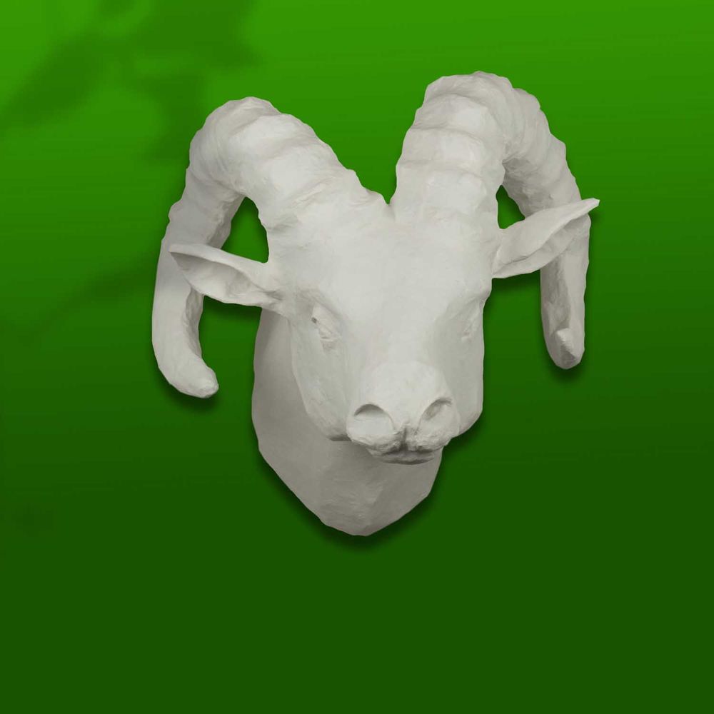 Chambres d'hôtels - Trophée de mouflon blanc en papier mâché - Sculpture - "ALFRED" - MARIE TALALAEFF