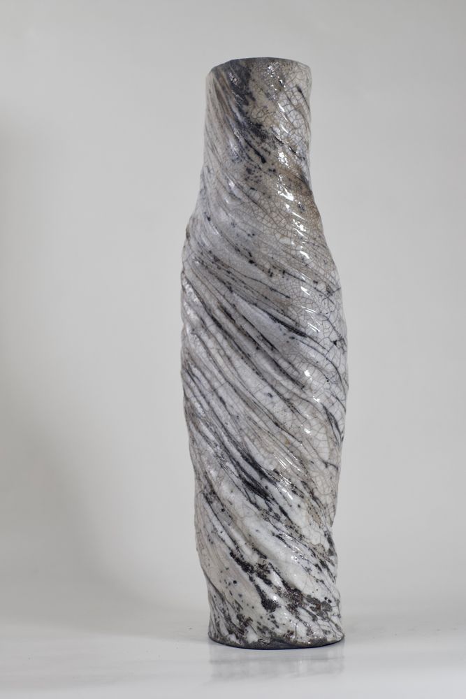 Céramique - Vase céramique blanc Raku "Torsade" - BARBARA BILLOUD