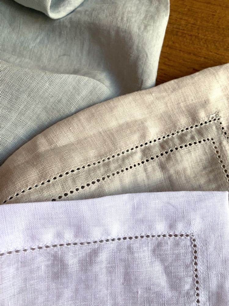 Table linen - HANDMADE EMBROIDERED TABLECLOTHS IN WASHED LINEN (“WASHED STONE”) - MAISON GALA