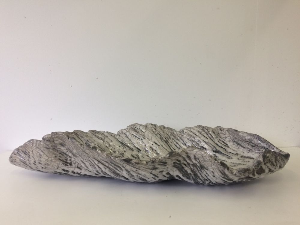 Céramique - Coupe feuille blanche céramique Raku - BARBARA BILLOUD