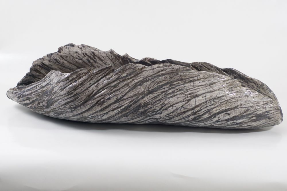 Céramique - Coupe feuille blanche céramique Raku - BARBARA BILLOUD