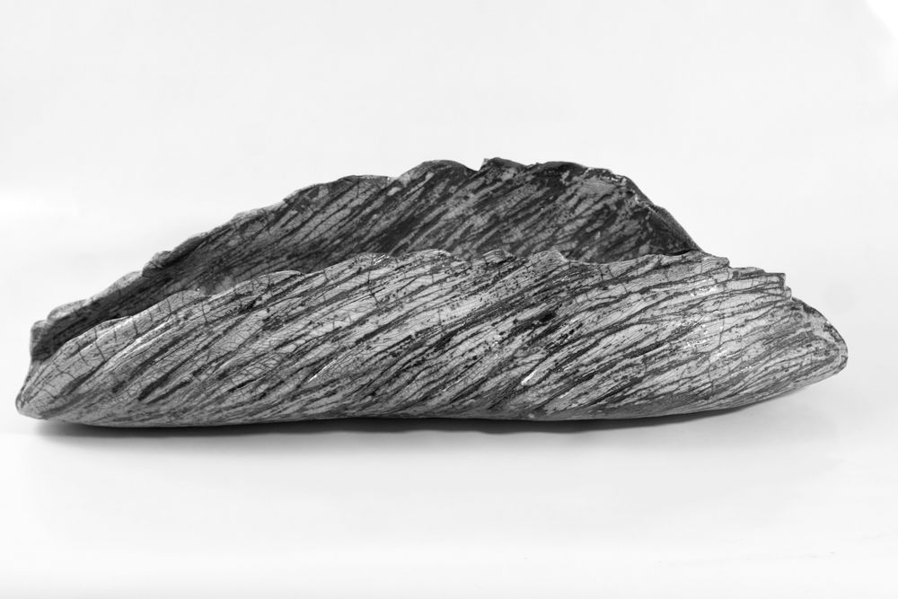 Céramique - Coupe feuille blanche céramique Raku - BARBARA BILLOUD