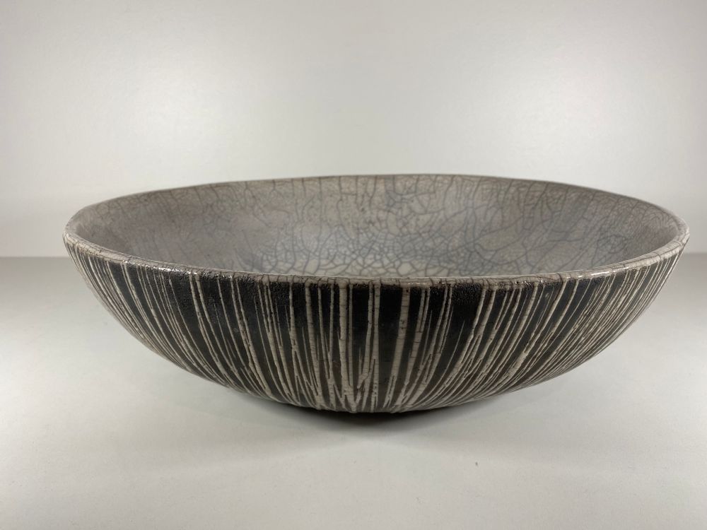Céramique - Coupe ceramique Raku "Black-White" - BARBARA BILLOUD