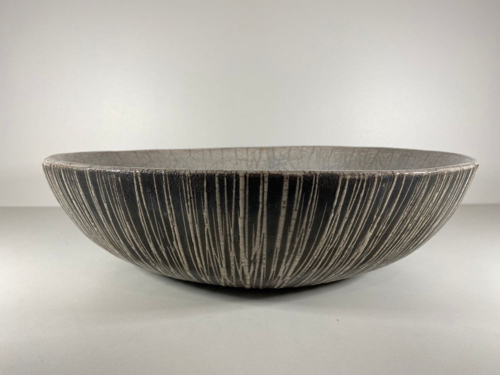 Céramique - Coupe ceramique Raku "Black-White" - BARBARA BILLOUD