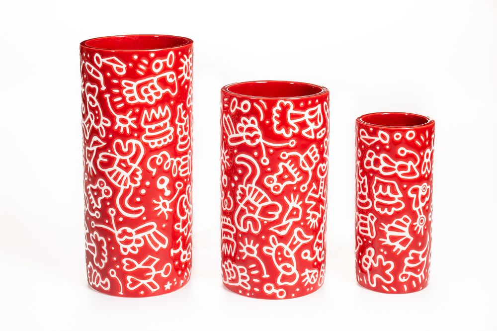 Vases - CORNET VASES (3 sizes). - MANUFACTURE DES EMAUX DE LONGWY 1798