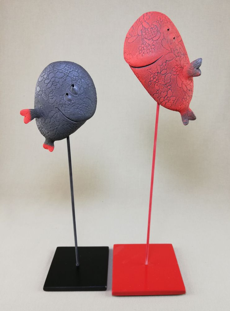 Sculptures, statuettes et miniatures - POISSON VOLANT ROUGE - MALIFANCE