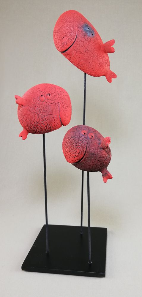 Sculptures, statuettes et miniatures - POISSON VOLANT ROUGE - MALIFANCE