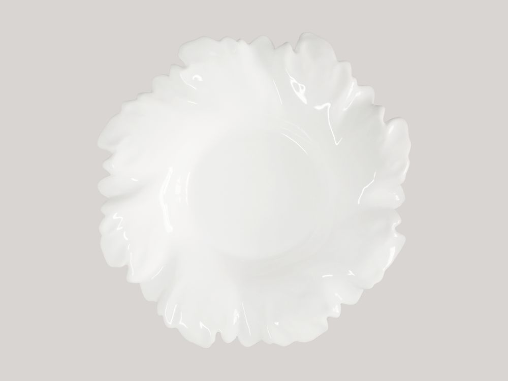 Ceramic - Acanthe round serving dish in white - BOURG-JOLY MALICORNE