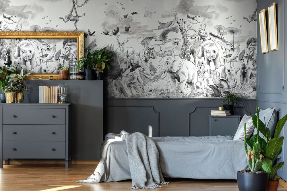Autres décorations murales - Fresque Noé Monochrome Dark Grey - PAPERMINT