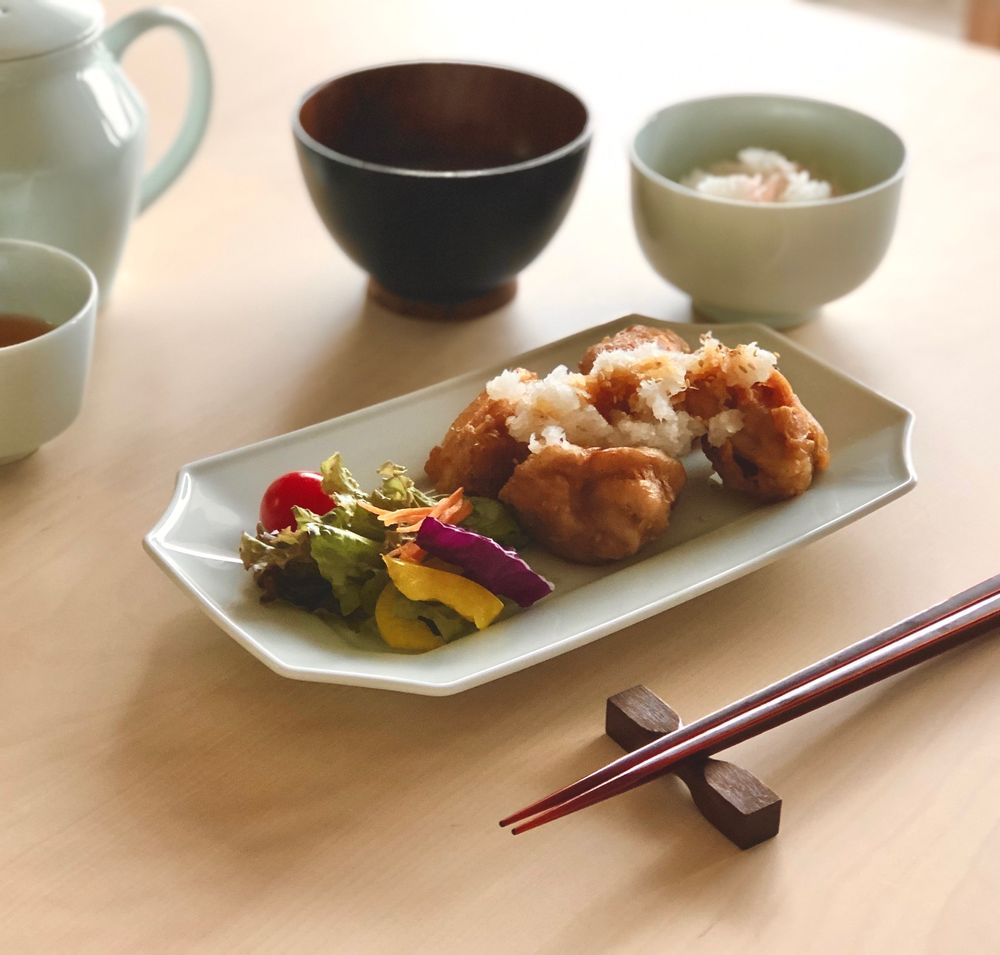 Ceramic - Mizu-mizu  14cm long plate - MIYAMA.
