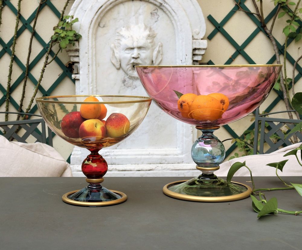 Decorative objects - Arlecchino (Harlequin) 2 Fruit Bowls on Stand - GRIFFE MONTENAPOLEONE MILANO