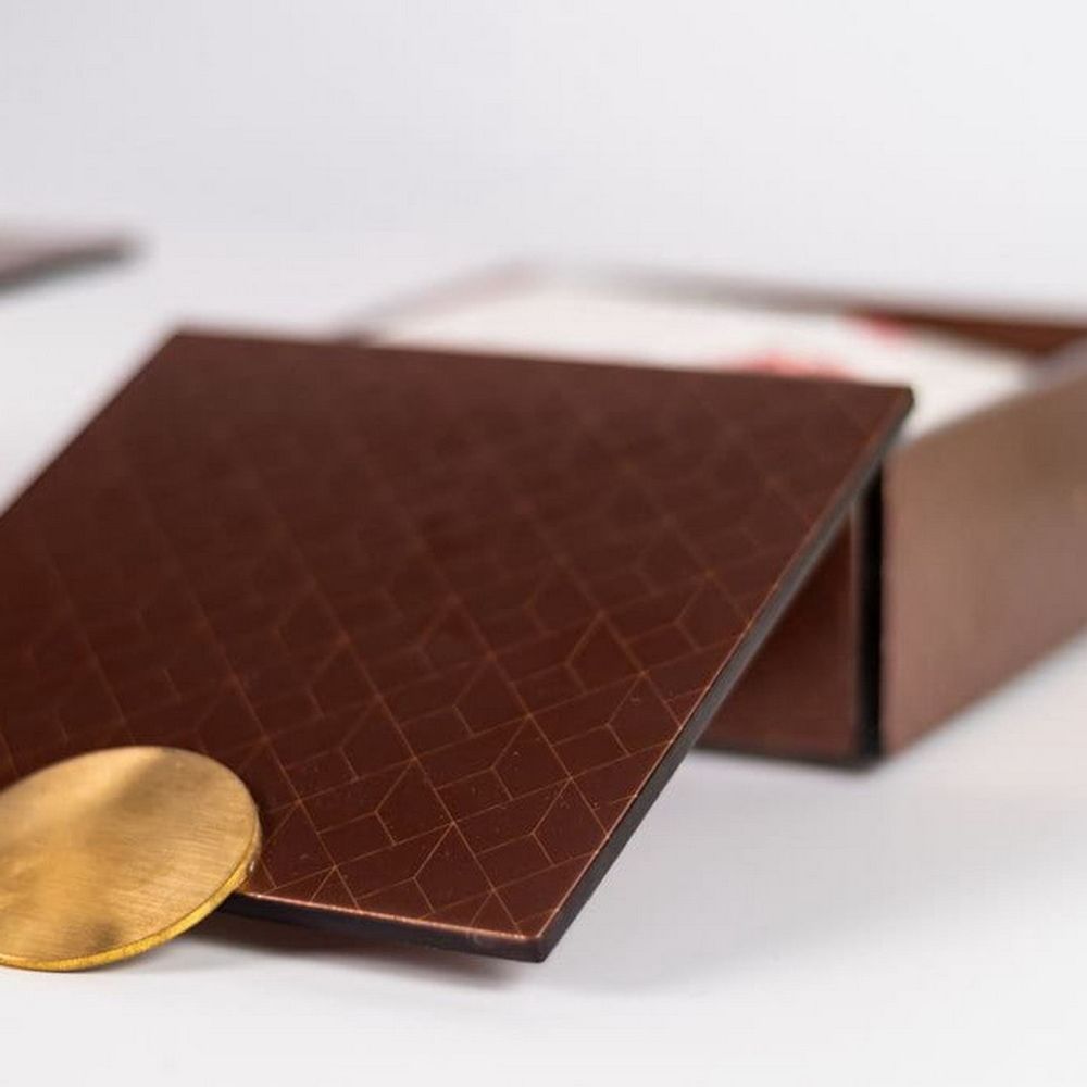 Caskets and boxes - Large Square Bento Box, Brown and Gold - MYGLASSSTUDIO