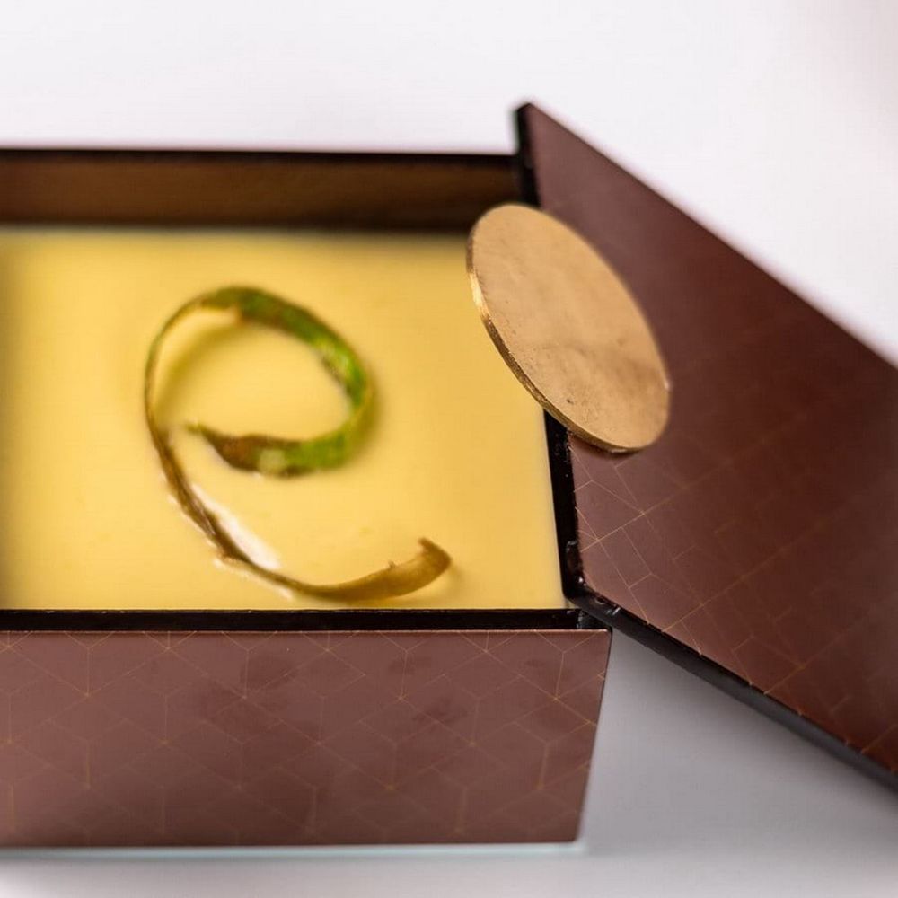Coffrets et boîtes - Petite boîte à Bento carrée, marron et or - MYGLASSSTUDIO