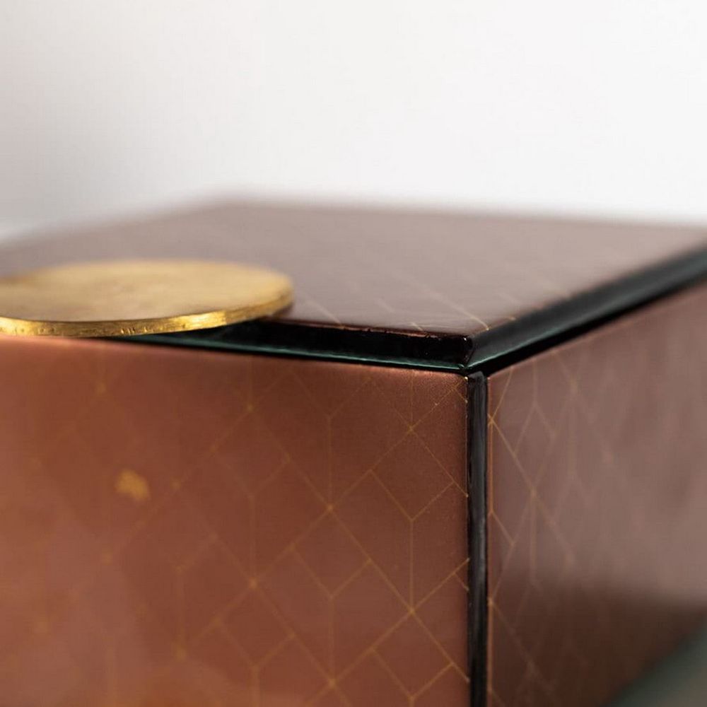 Coffrets et boîtes - Petite boîte à Bento carrée, marron et or - MYGLASSSTUDIO