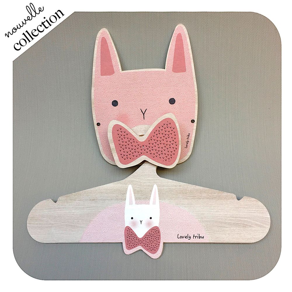 Customizable objects - Wooden Hook Rabbit Woody Pink - LOVELY TRIBU DECORATION
